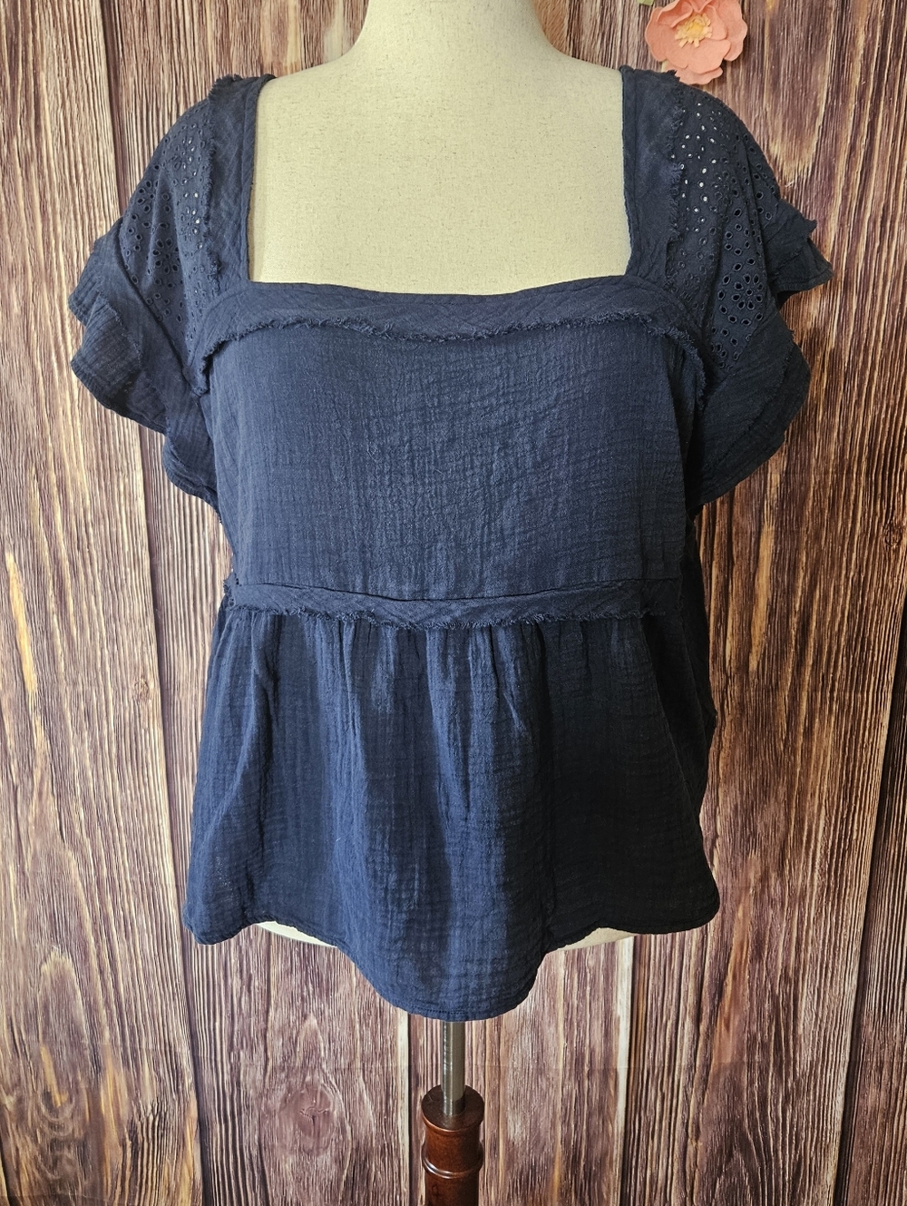 Maurices Eyelet Lace Trim Tie Back Top Plus Size 2X